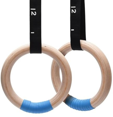 ETomey Turnringe 1 Paar Turnringe aus Holz mit verstellbaren Trägern, Ring for Kinder, Erwachsene, Heimfitness, Klimmzug-Krafttraining Ringe Turnen (Color : 25mm Straps, Size : 32mm Rings)