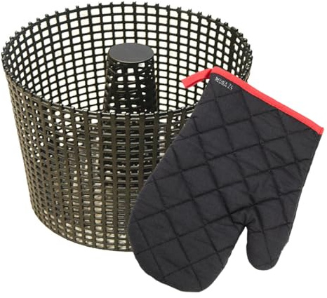 Melina24 Pelletkrob 17 cm Pelletsbrennkorb & Ofenhandschuh melina24
