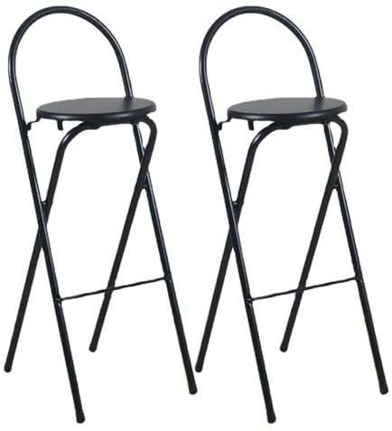 Sgabello da Bar Pieghevole Nero Con Schienale, Sgabello Pieghevole Moderno da 60/65/70/75 cm per Adulti per Colazione, Sgabello da Cucina Pieghevole con Poggiapiedi ( Color : 2pcs , Size : 70cm/28in )