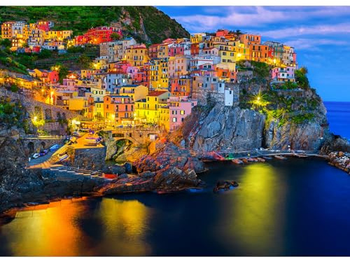 HUADADA Puzzle 1000 Teile für Erwachsene, Impossible Puzzle-Geschenk, Geschicklichkeitsspiele, Clevere Rätsel, Farbenfrohes Cinque Terre-Motiv