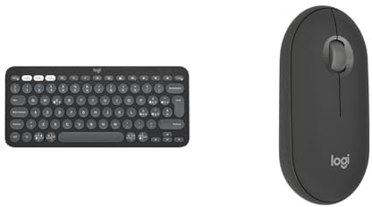 Logitech Pebble Keys 2 K380s, tastiera Bluetooth multidispositivo & Pebble Mouse 2 M350s wireless Bluetooth sottile, portatile, leggero, personalizzabile