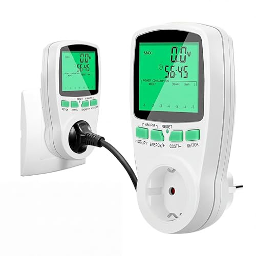 Einspeisezähler Steckdose Solar, Stromzähler für Balkonkraftwerk, Mini-PV-Anlagen Mini-Solaranlagen LCD Bildschirm Hintergrundbeleuchtung grün