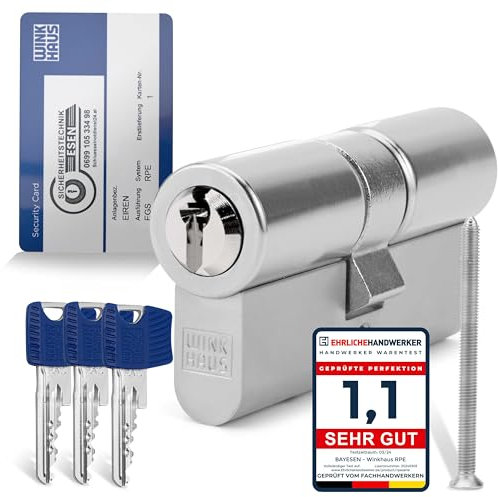 Winkhaus RPE Schließzylinder Gleichschließung - Hochsicherheits Türschloss Set für Haustür und Wohnungstür - 3 Schlüssel mit Kopierschutz Türzylinder Doppelzylinder 40/75 - Made in Germany - seit 1854