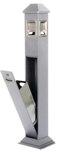 mosegor Vertikaler Küchenabfalleimer aus Edelstahl mit 4 Eingängen, 120 cm Mülleimer für den Außenbereich, schließbar Abfalleimer Abfallsammler