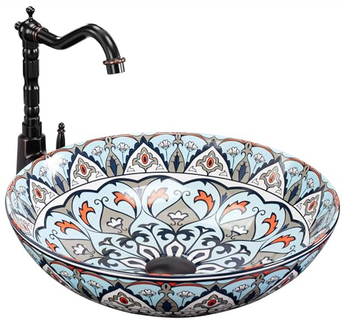 GTM Designs Aufsatzwaschbecken Glanz - Modern Waschbecken ohne Hahnloch - Elegant Aufsatzwaschbecken Oval für Badezimmer und Gäste WC - nur Bad Waschbecken - Modell 11