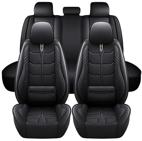 LICOME Housses de Siège de Voiture pour Mazda 2 Type DE/DJ/XP21/DY 2008-2023, Couvre Siege Voiture, Ensemble Complet de Housses Siege Auto en Cuir Imperméable Antidérapant,B Black