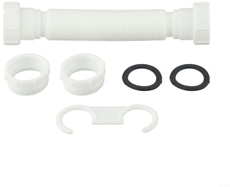 Tubo di scarico flessibile a doppia testa per installazione senza soluzione di continuità in cucina e bagno lavandini