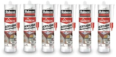 Rubson | Mastic Maison Acrylique Murs & Fenêtres (cartouche de 280 ml) – Mastic acrylique blanc pour intérieur & extérieur – Comble fissure, joint porte et fenêtre (Lot de 6)