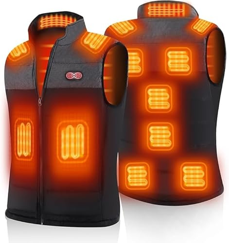 vapesoon Electric Heated Gilet with 11Heating Zones 3 Adjustable Temperature,USB Rechargeable Winter Thermal Vest Warm for Camping Riding Hiking (Battery Pack Not Included)