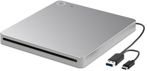 CAIONPLE Unidad Externa de DVD, Reproductor de CD y DVD USB 3.0 y Tipo C, Grabadora de CD y DVD con Ranura Ultradelgada.
