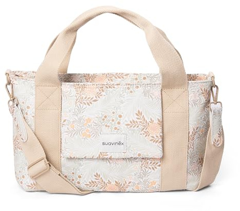 Suavinex, Bolso Maternidad, Bolso Organizador para el Carrito del Bebé tipo Panera, Con Asas Ajustables al Carrito, Cierre de Cremallera, Compacto y de Gran Capacidad, con Bolsillos Interiores, Beige