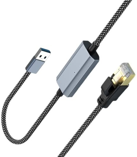 Wdbild Cavo adattatore da USB a RJ45 Gigabit Ethernet per prestazioni superiori, resistente cavo esterno in nylon intrecciato Gigabit Ethernet