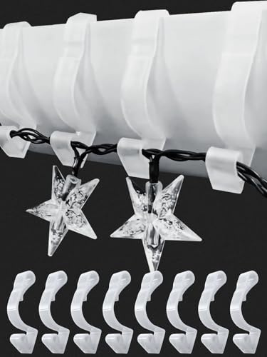 BYSMAH 24 Pack Giant Gutter Hooks for Outdoor Lights, Strong Heavy Duty Large Christmas Light Clips Gutter Hangers Weatherproof for Hanging Outdoor String Icicle Curtain Fairy Lights (White)