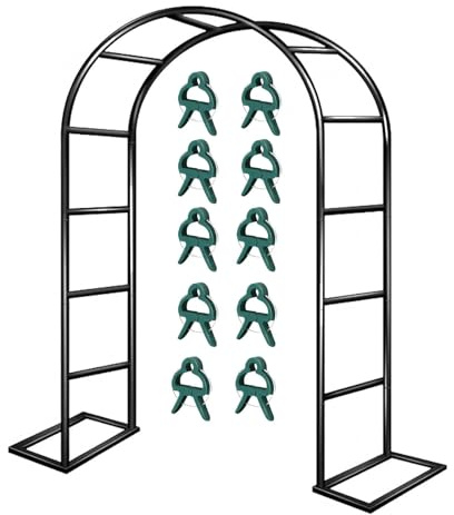 Arche de jardin pour plantes grimpantes, arche de mariage en métal de 0,8 à 4 m de large, treillis de roses d'extérieur, décorations de mariage, arche de support de plantes (L 2,4 x H 2,2 m)