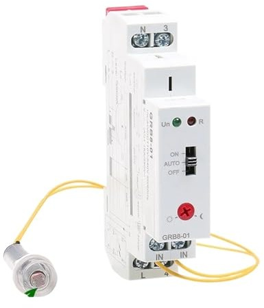 uSgpfhAf GRB8-01/02 Din Rail Twilight Switch Timer Light Sensor Relay AC110V-240V Auto ON Off(GRB8-02 AC110-240V)