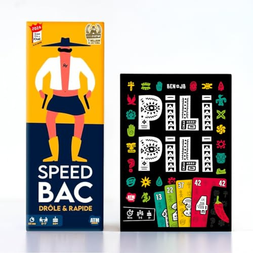ATM Gaming Lot Speedbac + PILI PILI - Jeu de société Famille et Amis - Parfait pour Mettre l'ambiance - Grand Prix du Jouet 2024 & 2025-2 à 8 Joueurs - 20 Min - Idée Cadeau Original
