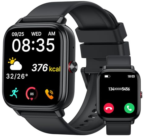 Smartwatch Damen Herren,1.83HD Touchscreen, 20 Tage Akkulaufzeit, Fitnessuhr mit Pulsuhr Schlafmonito Schrittzähler, Bluetooth Anruffunktion, 112+ Sportmodi, IP68 Wasserdicht Sportuhr für iOS/Android