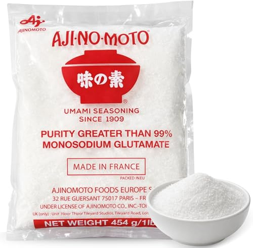 Ajinomoto en polvo, Glutamato Monosódico, Sazonador Umami en Polvo con Glutamato Monosódico (MSG), AJI NO Umami seasoning 99% Glutamato, Condimento potenciador del sabor, Paquete 454 g