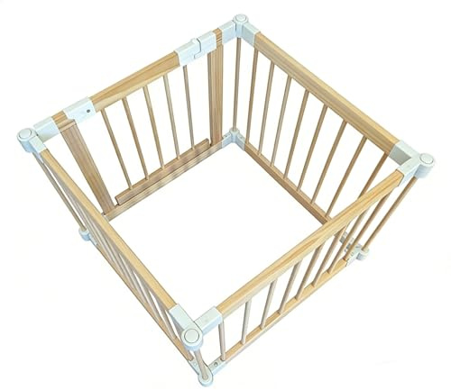 Laufstall Baby, Laufgitter Baby aus Holz, faltbar mit Tür & Sicherheitsverschluss, individuell formbarer Krabbelgitter Absperrgitter für Babys & Kleinkinder(67 * 59.15cm)