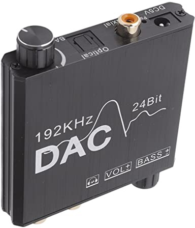 Leftwei Convertitore Digitale-analogico da 192 KHz, in Lega di Alluminio, Interfaccia con Cavo Coassiale Ottico, Ideale per TV, Lettori DVD, e Home Theater