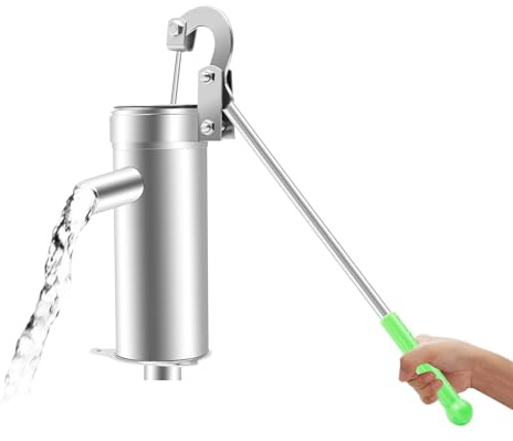 Wiefiche Pompa a manovella in acciaio inox, pompa manuale dell'acqua manuale con manico lungo, pompa a mano, pompa dell'acqua manuale, pompa da giardino, pompa per acque sotterranee, profondità