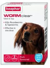 Beaphar UK WORMclear for dogs weighing up to 20 kg, each pack contains 2 tablets.