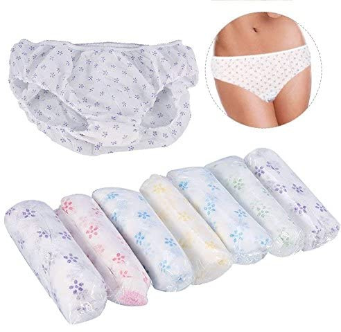 Disposable Maternity Briefs for Women Postpartum Recovery 7 Pack Soft Non-Woven Underwear Compatible with Hospital Travel White