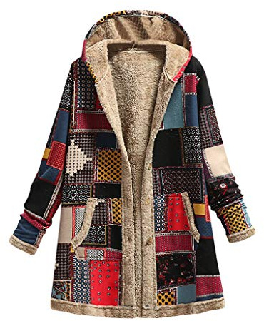 Abrigo De Invierno Mujer Libre Abrigos para Mujer Rebajas Talla Grande Abrigo con Capucha De Manga Larga Vintage Cremallera Señoras Abrigos con Bolsillos Gruesos De Lana riou