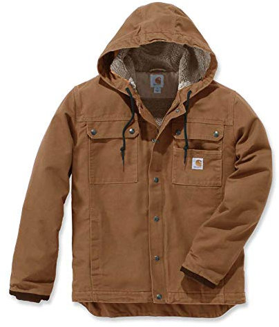 Carhartt Veste de Travail en Toile Lourde Délavée avec Doublure Sherpa Coupe Décontractée Homme, Marron (Carhartt Brown), M