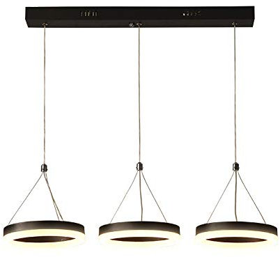 3-Ring Pendelleuchte LED Modern Kreis Kronleuchter Acryl Verstellbar Hängelampe Esszimmer Restaurant Bar Insel Deckenbeleuchtung,Black+NeutralLight-30+30+30cm