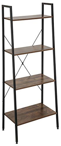 EUGAD Standregal Bücherregal Metallregal Leiterregal Stufenregal Multifunktionale Regal Industrie Design MDF Metall 60x35x148cm, Vintage