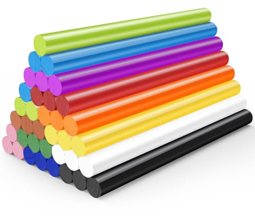 Enpoint Colored Hot Glue Sticks Full Size, Large Glue Sticks Bulk 36PCS, 0.43x4 for Paper/Plastic/Wood/Glass/Fabric/Metal, Car Repair Remover Crafting Tool Set