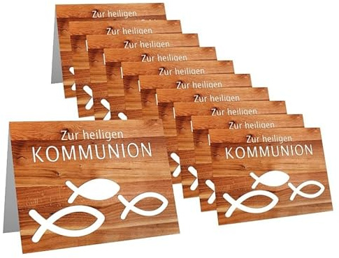 schenken-24 10x Kommunionskarten Fische mit Kuvert Geldgeschenk