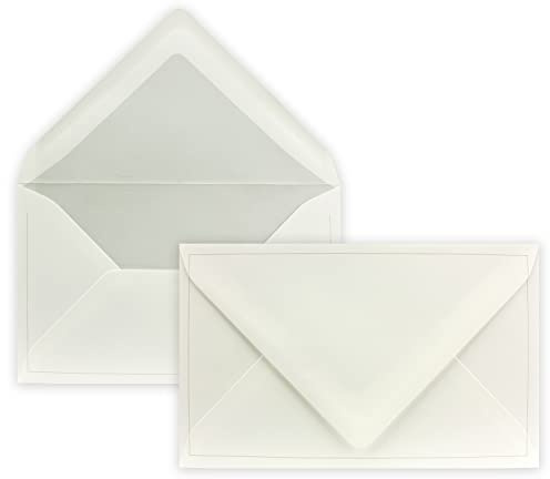 150 Stück - Trauer-Umschlag in Edel-Weiß mit beidseitigem Trauer-Rand, DIN B6+, 120 x 195 mm, Nassklebung, 100 g/m²