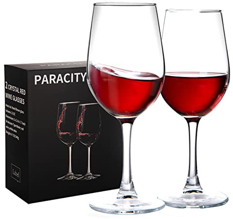PARACITY Copas Vino Crystal Clear Vasos, Copas de Vino Para Vino Tinto y Blanco - 300ml (Juego de 2),Copas Vino Adecuado Para Cenas Familiares Regalos Navideños,Aptas Para el Lavavajilla.