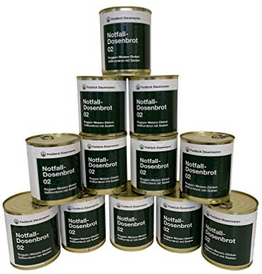12 x Dosenbrot 02 Roggen-Weizen-Dinkelvollkornbrot mit Saaten, 420 g pro Dose, ohne Konservierungsstoffe, lange haltbar, ideal für Vorrat, Notfall, Outdoor und Camping, mit Ring-Pull-Verschluss