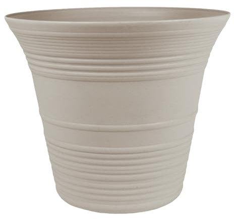 The HC Companies Sedona Round Self-Watering Pot - Lightweight Self Care Planter - Plastic Planter for Herbs & More - Durable Plant Pots for Indoor & Outdoor Plants (12 Cottage Stone, Pack of 1)