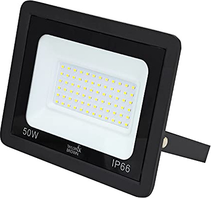 Taylor & Brown 50W LED Floodlight IP66 Waterproof Outdoor Security Light, 6500K Cool White, Outdoor Flood Light Wall Light for Yard, Garage, Warehouse, Garden, Roads, Streets