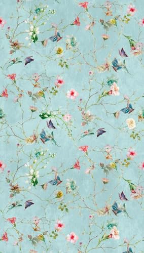 A.S. Création Livingwalls Vliestapete - Tapete Schmetterlinge Floral in Türkis, Grün und Rosa - Wandtapete für verschiedene Räume - Wandbild XXL 159 x 280 cm