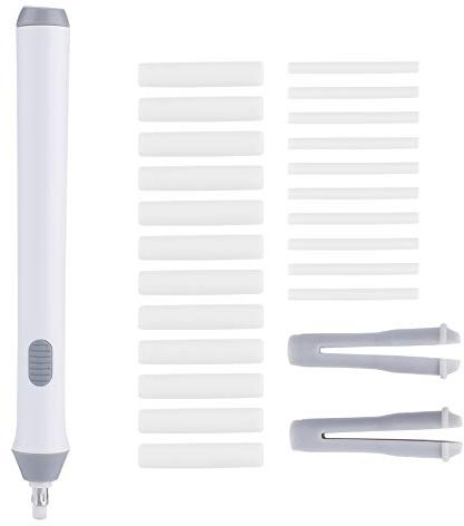 Elektrischer Radiergummi von Tenwin, Automatischer Radiergummi mit 22 Radiergummi-Minen, Batteriebetriebener Radiergummi Zum Skizzieren von Bleistiften, Zeichnen, Zeichnen, Graphitstiften(Weiß)