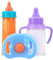 Magic Baby Doll Bottles, Magic Milk Disappearing Milk and Juice, Baby Doll Accessories, Toy Baby Doll Feeding Set, Blue, 3 Piece Assortment (Bottle_001)