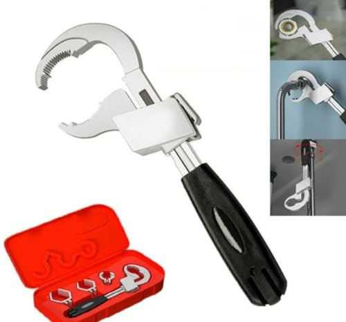 YWHWLX Universal Verstellbarer Doppelendschlüssel Multifunktionaler Badezimmerschlüssel, Universal Rohrzange, Halbmondschlüssel Sets Handwerkzeug für Wasserrohrreparatur