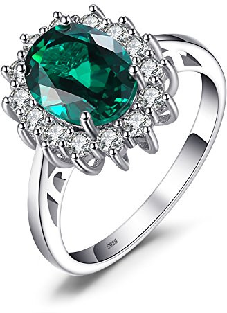 JewelryPalace Anillos Princesa Diana Kate Middleton Zafiro Esmeralda, Anillos de Compromiso Mujer Plata Oro 14k Oro Rosa, Alianzas, Joyería de Aniversario Personalizada