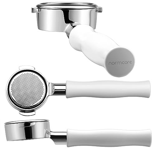 Normcore 58mm Bottomless Portafilter, Naked Portafilter Fits Lelit, Flair 58, ECM, Rocket, Sanremo, Synesso, VBM, Fits E61 Group Heads Espresso Machines, Included 18g Basket, White