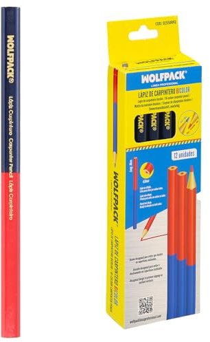 Lot de 12 crayons de charpentier bicolore de 18 cm