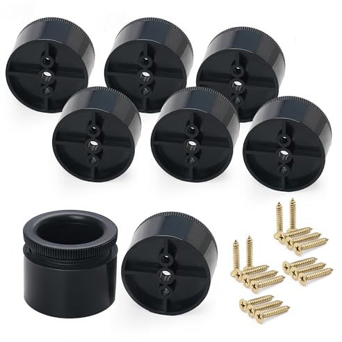 NEWBYTEK 8 Pcs 1.2 inch Adjustable Plastic Short Furniture Legs, Black Furniture Leveling Feet Replacement Legs for Couch Cabinet Table Sofa Desk
