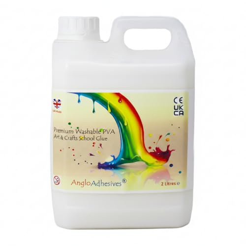 artcraft by anglo 2 Litre PVA Glue for Crafting & Art. White Eco Washable Crafters Glue for Kids Art, School Supplies, DIY Craft Projects & Sticking & Glueing Paper, Cardboard or Collage Art