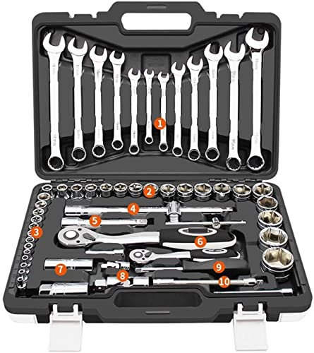 Herramienta de Mantenimiento, Llave dinamométrica de trinquete, combinación de Llaves, Herramientas manuales de reparación automática para Kit de Coche, Juego de Llaves inglesas