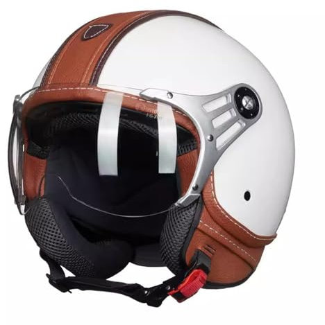 Jethelm mit Visier Hochwertiger Motorradhelm, ECE-Zertifiziert für Herren und Damen - Ideal für Moped, Mofa, Scooter und Roller - Retro Helm Design, Halbschalenhelm J,XXL