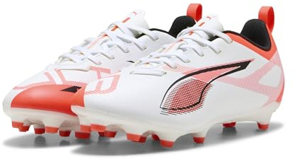PUMA Unisex Kinder Ultra 5 Play Fg/Ag Jr Fussballschuh, Puma White Puma Black Glowing Red, 33 EU